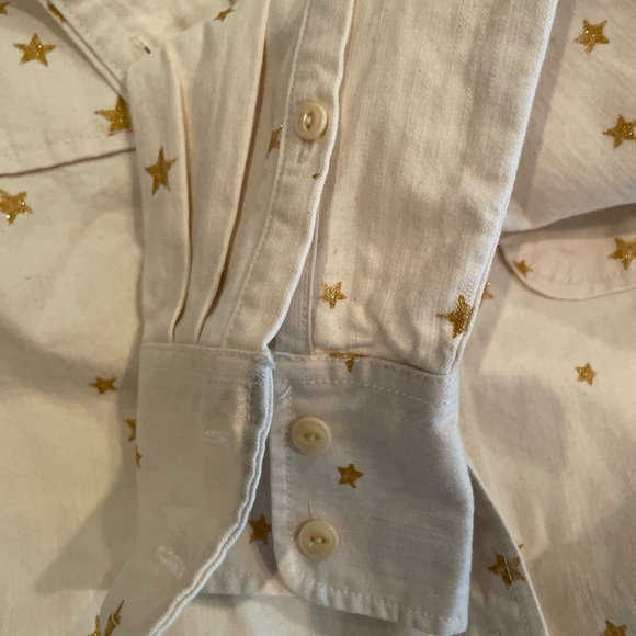 NWT J. Crew Ivory Gold Denim Shacket Shirt Western Holiday Party Casual XS - Picture 11 of 15